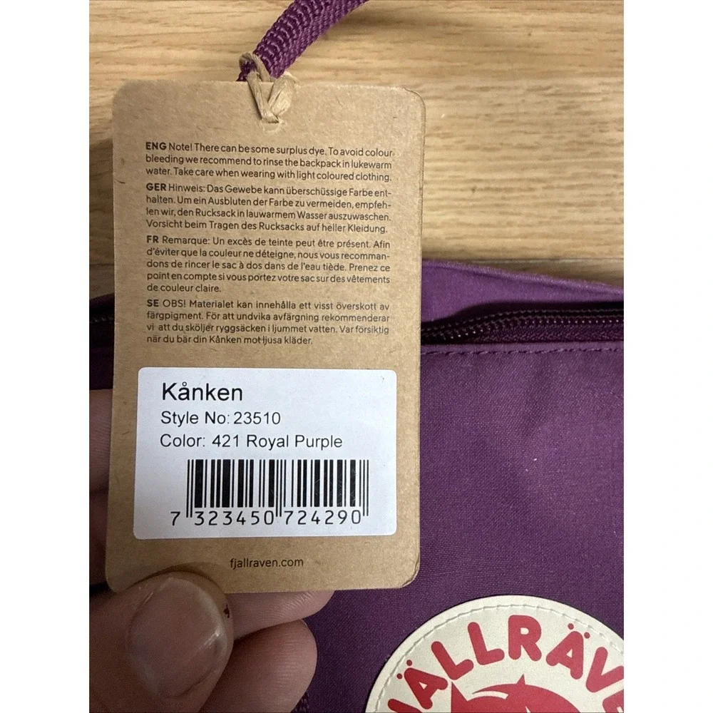 NWT Fjallraven 23510 Kanken Classic Backpack Bag 421 Royal Purple